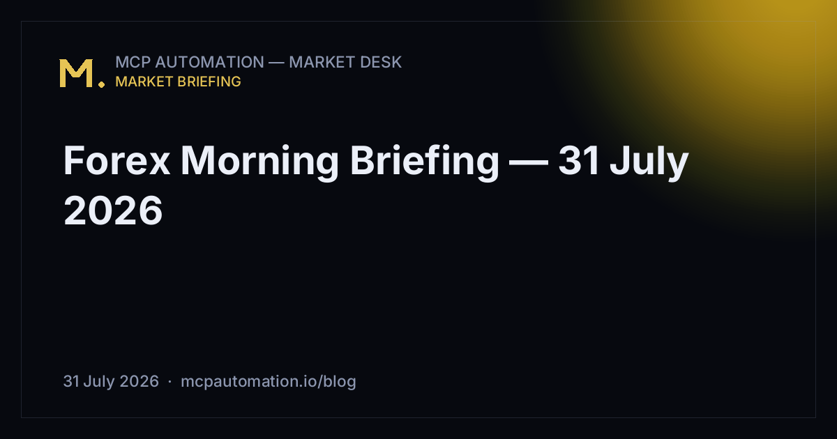 Forex Morning Briefing — 31 July 2026